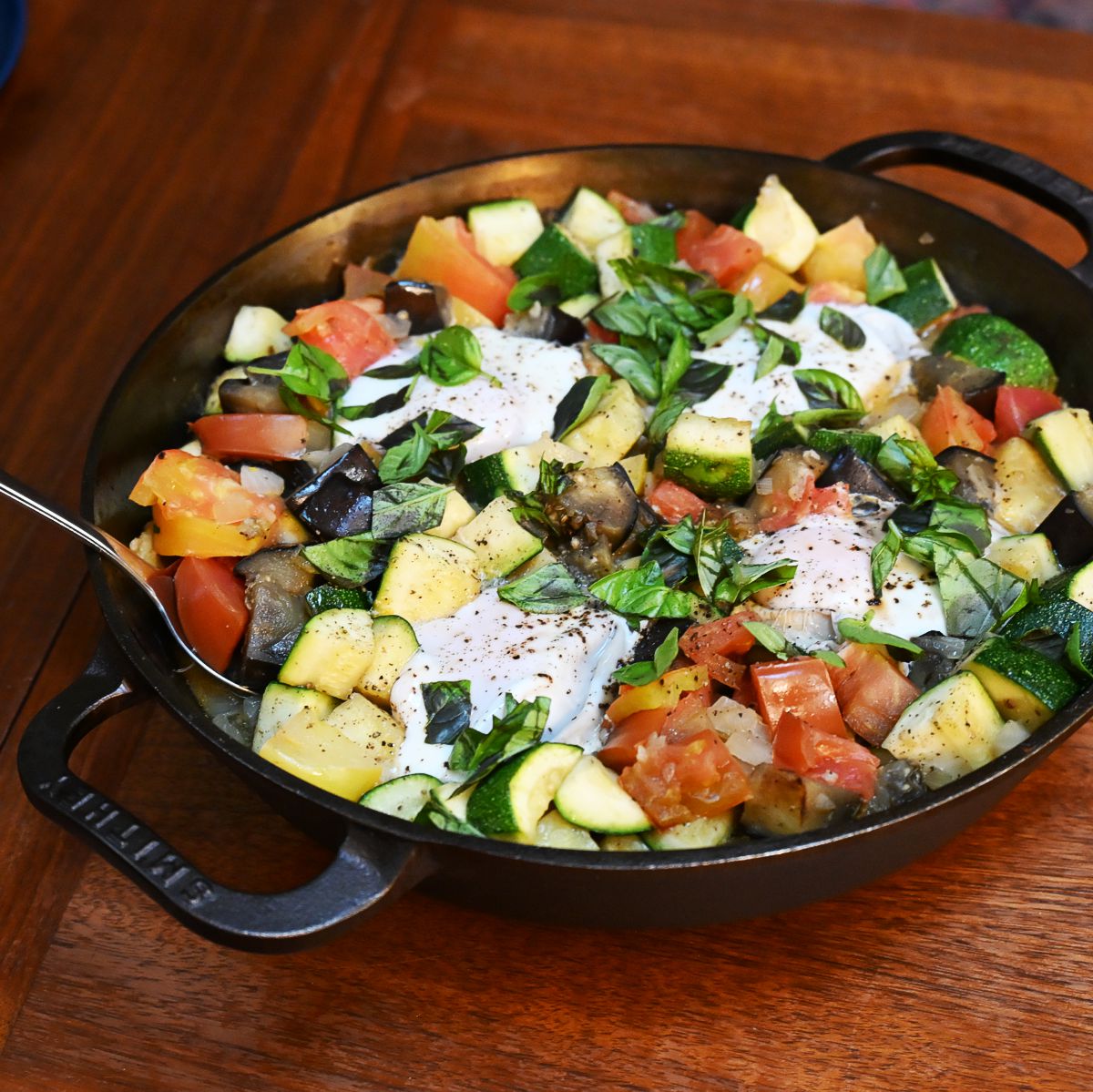 Ratatouille in dual handle 12 inch Smithey skillet