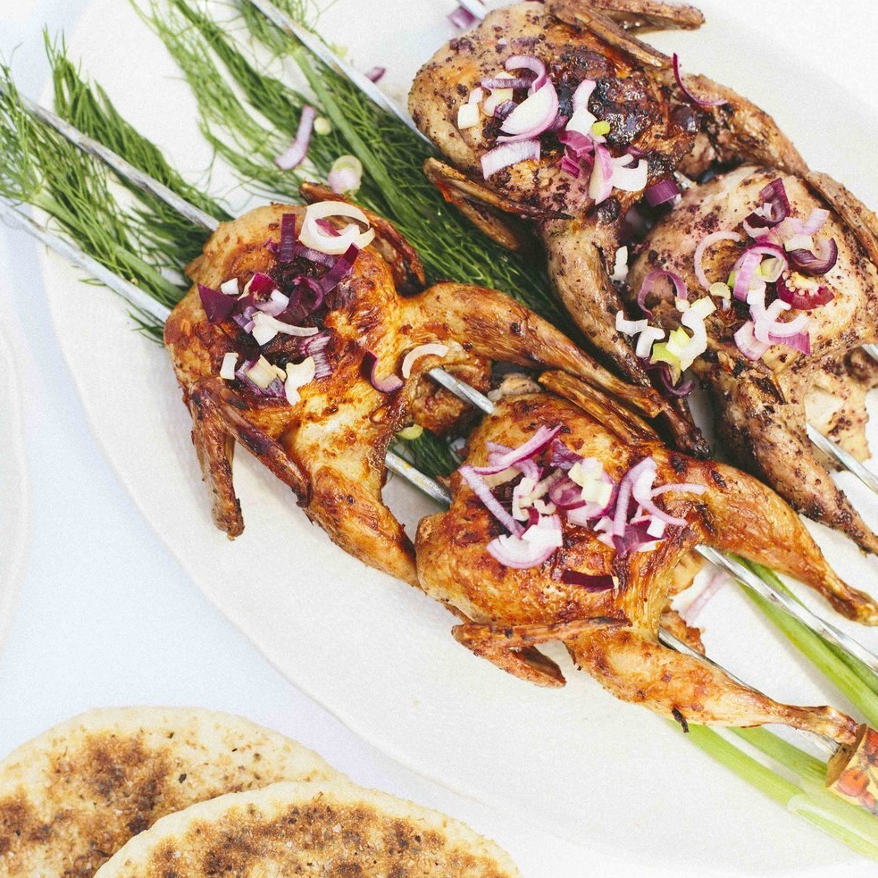 Whole chickens seasoned with Sumac