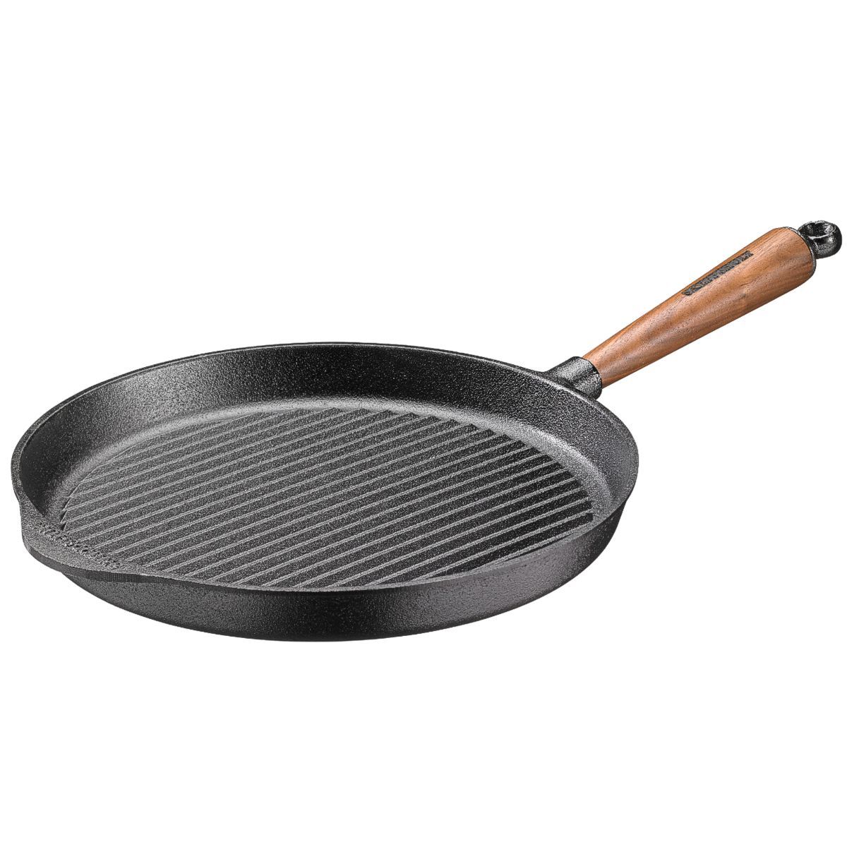 Round Grill Pan, walnut handle